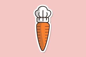 schattig wortel vervelend chef Koken hoed sticker vector illustratie. keuken Koken voorwerp icoon concept. wortel chef sticker ontwerp pictogrammen logo met schaduw.