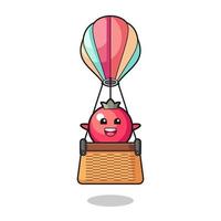 cranberry-mascotte in een heteluchtballon vector