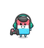 gum gamer-mascotte met een gamecontroller vector