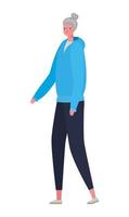 senior vrouw cartoon met sportkleding vector design