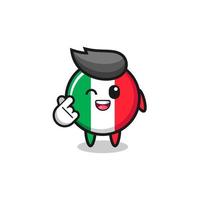 italië vlag karakter doet koreaanse vinger hart vector