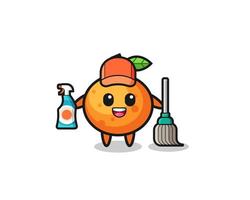 schattig mandarijntje als mascotte voor schoonmaakdiensten vector