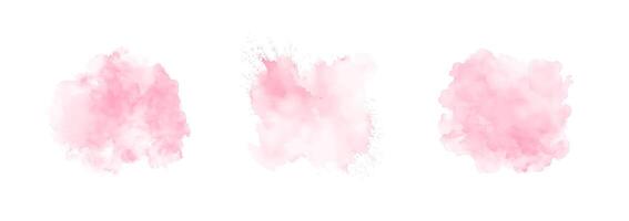 abstract roze waterverf water plons reeks Aan een wit achtergrond. vector waterverf structuur in roos kleur. inkt verf borstel vlek. roze zacht licht vlek. waterverf pastel plons