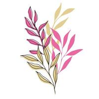 vector samenstelling met bloem, bladeren en Afdeling. elegant kunst voor decoratie. inkt hand- tekening botanisch illustratie voor achtergronden. sjabloon voor bruiloft kaarten, polygraaf, logo, tatoeëren.