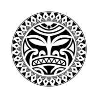 rond tattoo-ornament met maori-stijl van het zongezicht. Afrikaans, Azteken of Maya etnisch masker. vector