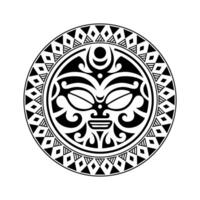 rond tattoo-ornament met maori-stijl van het zongezicht. Afrikaans, Azteken of Maya etnisch masker. vector