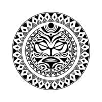 rond tattoo-ornament met maori-stijl van het zongezicht. Afrikaans, Azteken of Maya etnisch masker. vector