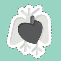 sticker lijn besnoeiing hart. verwant naar menselijk orgaan symbool. gemakkelijk ontwerp bewerkbaar. gemakkelijk illustratie vector