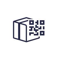 perceel, pakket met qr code icoon Aan wit vector