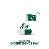 vector onafhankelijkheid dag van Pakistan ontwerp, creatief advertenties, 3d illustratie