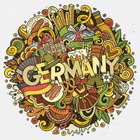 tekenfilm schattig doodles hand- getrokken Duitsland opschrift vector