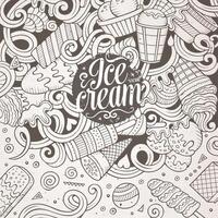 tekenfilm hand getekend doodles ijs room illustratie vector