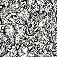 tekenfilm hand- getrokken ijs room doodles naadloos patroon vector