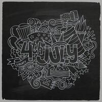 4e juli onafhankelijkheid dag hand- belettering en doodles elementen vector