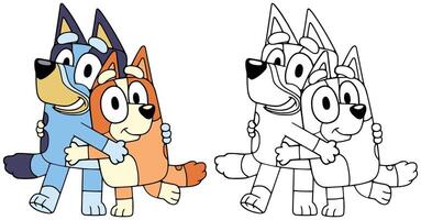 bluey familie, bluey tekenfilm, bluey kinderen' show, bingo vector