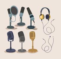 acht podcast-items vector
