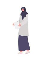 vrouw gekleed in hijab met één papier vector