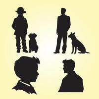 Charlie reeks silhouet, Charlie met hond silhouet vector