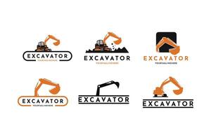 reeks van graafmachine vector logo ontwerp creatief en modern