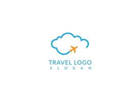 uniek wolk met vliegtuig reizen logo ontwerp. vector