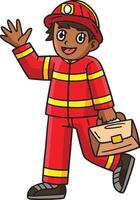 brandweerman met handtas tekenfilm gekleurde clip art vector