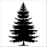 ai gegenereerd pijnboom boom silhouet - vector illustratie geïsoleerd Aan wit achtergrond
