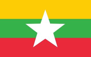 Myanmar nationaal officieel vlag symbool, banier vector illustratie.