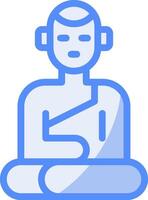 Boeddha standbeeld lijn gevulde blauw icoon vector
