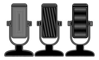 reeks vector wijnoogst stijl retro microfoon icoon symbool vector illustratie