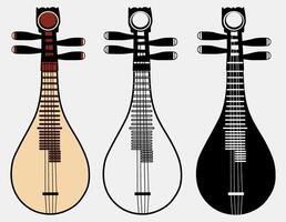 reeks vector liuqin Chinese traditioneel muziek- instrument icoon ontwerp illustratie