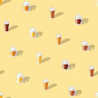 naadloos patroon van glas van bier in divers kleur Aan geel achtergrond vector