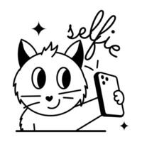 modieus kat selfie vector