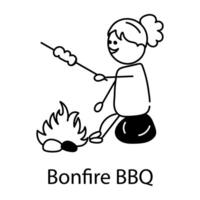 modieus vreugdevuur bbq vector