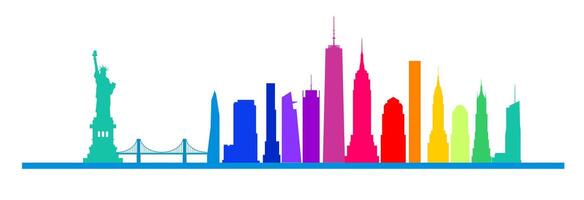 nieuw york stad horizon kleurrijk silhouet vector