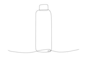 single doorlopend lijn tekening van drinken Aan plastic fles. modern een bewerkbare beroerte hand- getrokken ontwerp voor cafe, winkel of voedsel levering onderhoud. vector