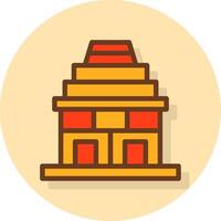 tempel gevulde schaduw cirlce icoon vector