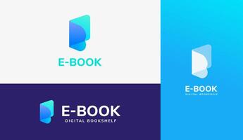 Open boek logo set, concept van e boek, digitaal bibliotheek en online onderwijs vector