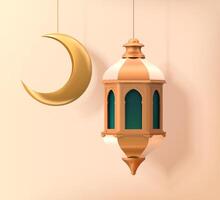 hangende Islamitisch ornamenten geïsoleerd Aan licht abrikoos achtergrond, 3d illustratie vector