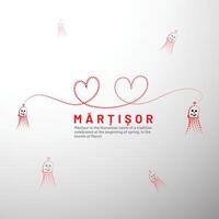 martisor. rood en wit voorjaar liefde symbool realistisch vector illustratie. sociaal media post