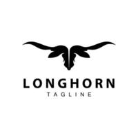 Longhorn logo ontwerp wijnoogst oud stier Texas western land zwart silhouet vector