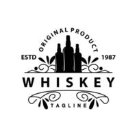 whisky logo ontwerp oud drinken fles gemakkelijk stijl retro wijnoogst bar restaurant sjabloon illustratie vector