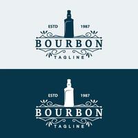 whisky logo ontwerp oud drinken fles gemakkelijk stijl retro wijnoogst bar restaurant sjabloon illustratie vector