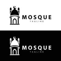 zwart silhouet ontwerp van Islamitisch plaats van aanbidden gemakkelijk modern minimalistische moskee logo sjabloon vector