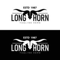 Longhorn logo ontwerp wijnoogst oud stier Texas western land zwart silhouet vector