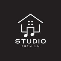 huis Notitie muziek- studio's opname produceren lijn stijl minimalistische logo ontwerp vector icoon illustratie
