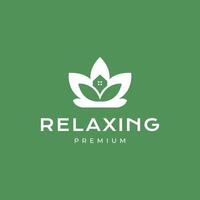 huis ontspannende yoga welzijn bladeren bloem bloesem vrouwelijk behandeling minimalistische gemakkelijk schoon logo ontwerp vector icoon illustratie