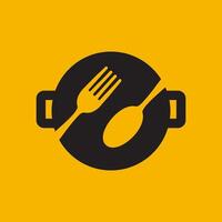 pan Koken vork lepel gemakkelijk modern smaak logo ontwerp vector icoon illustratie