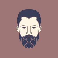 Mens gezicht portret koel gebaard stijl mascotte tekenfilm karakter gemakkelijk modern logo ontwerp vector icoon illustratie