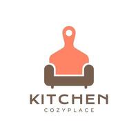 sofa fauteuil restaurant knus plaats voedsel Koken modern minimalistische logo ontwerp vector icoon illustratie