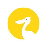 pelikaan vogel groot bek met cirkel zonsondergang vlak gemakkelijk modern minimaal logo ontwerp vector icoon illustratie